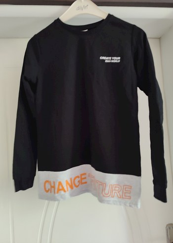 kız cocuk Siyah Baskılı Uzun Kollu Sweatshirt