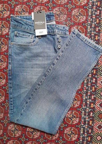 33 Beden mavi Renk DSQUALA Gri Düğmeli Erkek Denim Jean