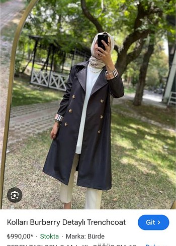 Burberry Detaylı Siyah Uzun Trençkot