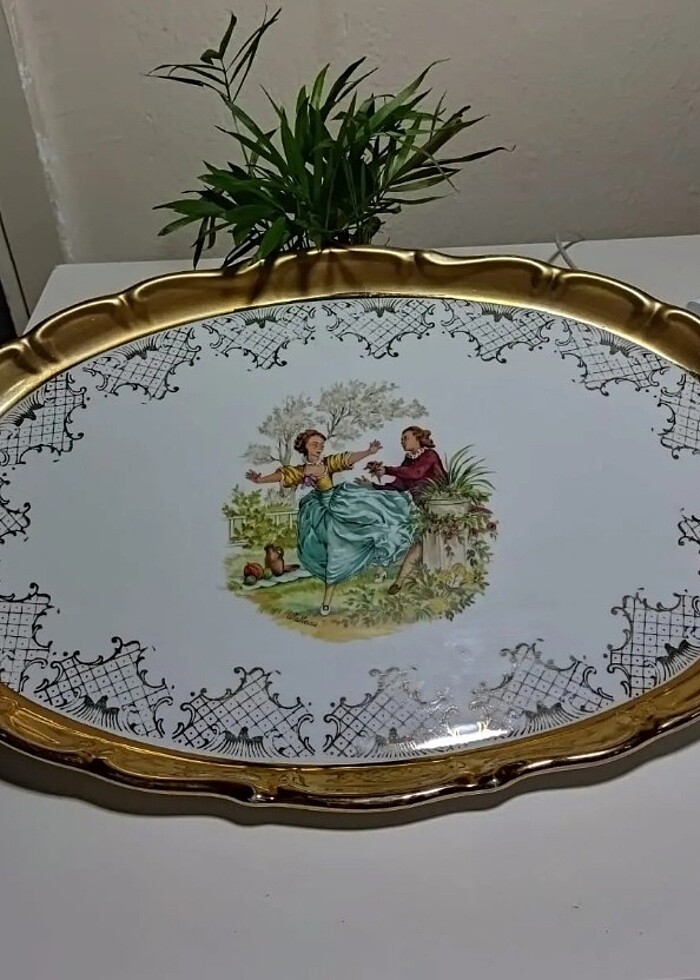 Wintage fragonard resimli damgalı porselen tepsi  - Görsel 3