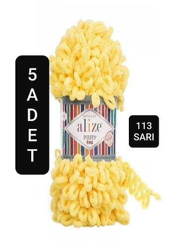 5 Adet Alize Puffy Fine 113 Sarı