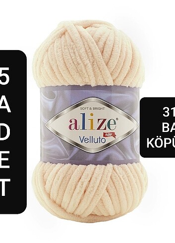 5 Adet Alize Velluto Kadife İp 310 Bal Köpüğü 