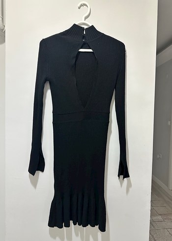 Uzun Kollu Siyah Örgü Elbise - Görsel 2