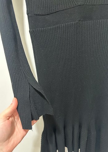 Uzun Kollu Siyah Örgü Elbise - Görsel 3