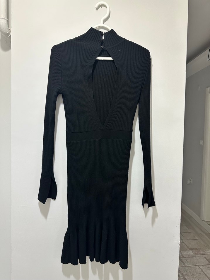 Uzun Kollu Siyah Örgü Elbise - Görsel 2