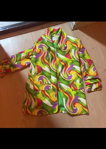 Renkli Batik Desenli Kadın Ceket
