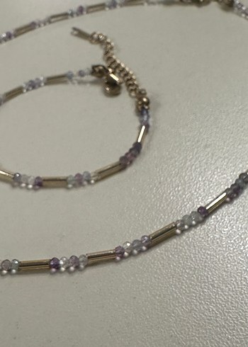 FLORİT DOĞAL TAŞ KOLYE & BİLEKLİK SETİ - Görsel 2