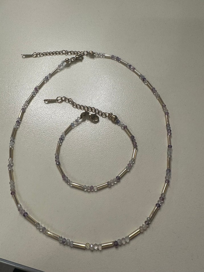 FLORİT DOĞAL TAŞ KOLYE & BİLEKLİK SETİ - Görsel 4