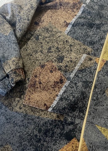 Kadın Uzun Desenli Fermuarlı Ceket Armine marka - Görsel 3