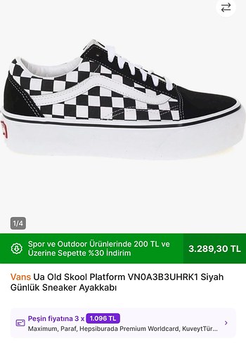 Vans Siyah Beyaz Platform Spor Ayakkabı