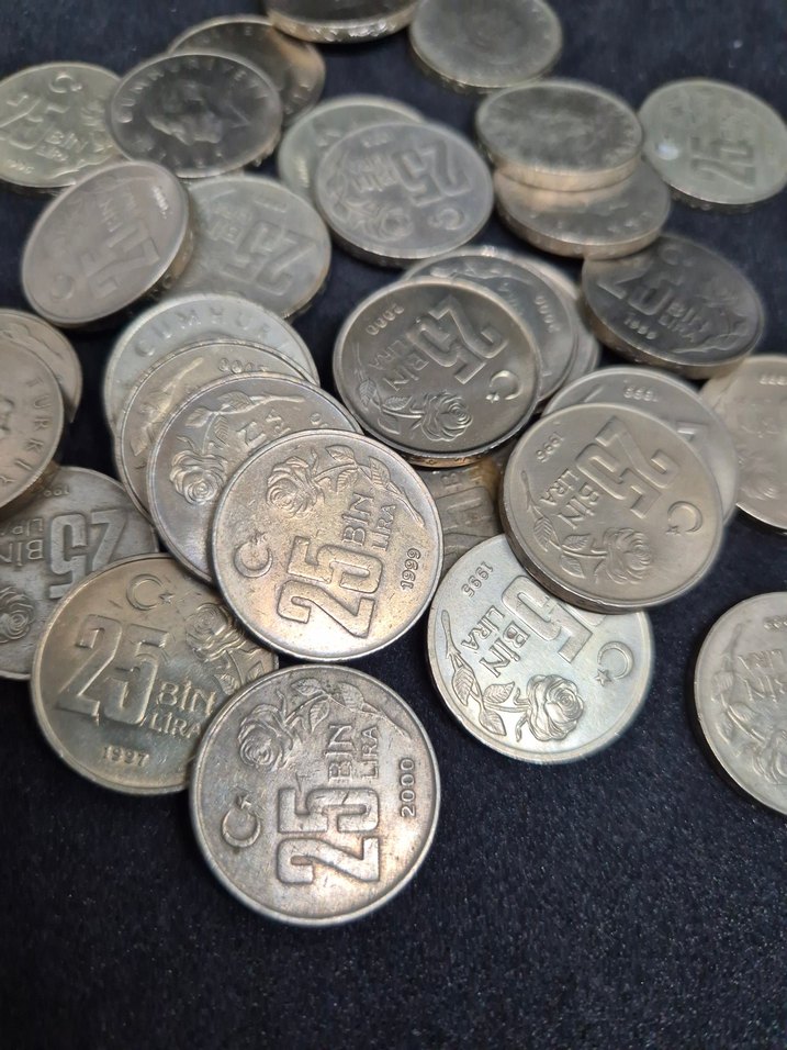 Eski Madeni Para 25.000 Türk Lirası Seti - Görsel 3