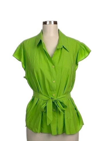 Yeşil Kemerli Kadın Gömlek - Görsel 2