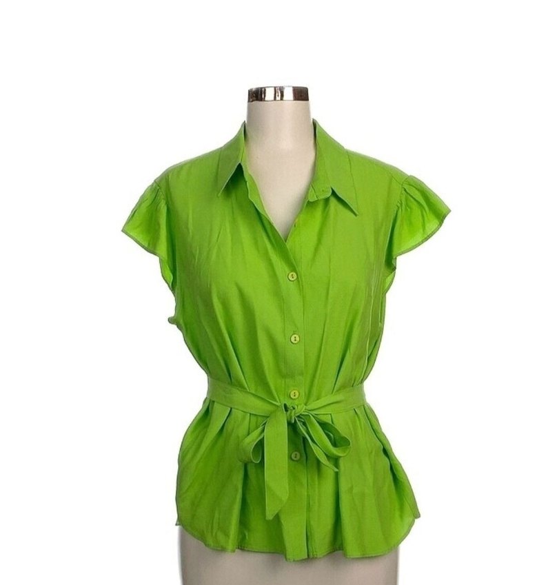 Yeşil Kemerli Kadın Gömlek - Görsel 2