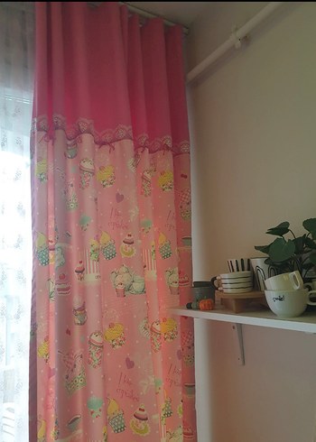 Diğer Pembe Pastel Fon Perde ve runner
