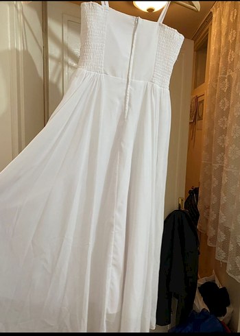 Beyaz Drapeli Uzun Abiye Elbise - Görsel 13