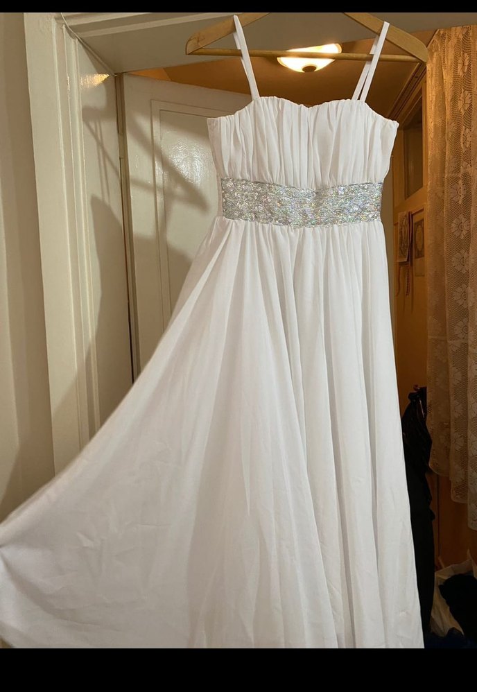 Beyaz Drapeli Uzun Abiye Elbise - Görsel 3