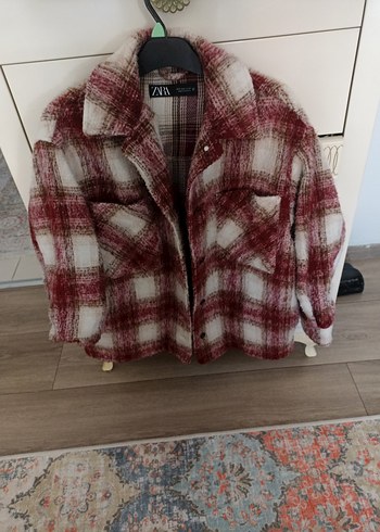 Bordo Gri Ekoseli Kısa Yün kaban