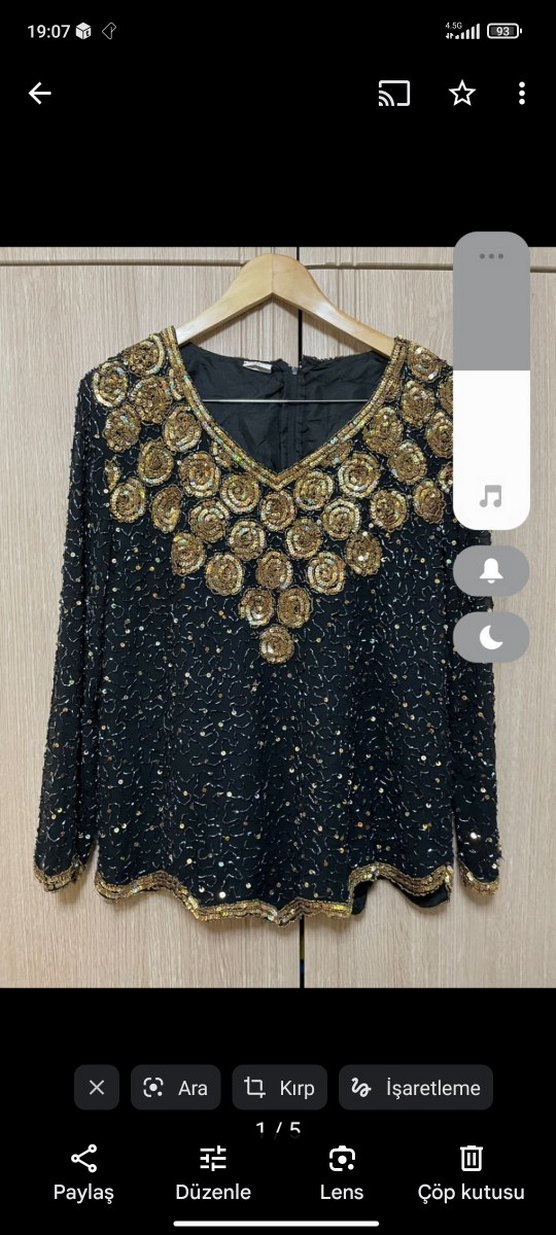 Payet İşlemeli Vintage Kadın Bluz - Görsel 3