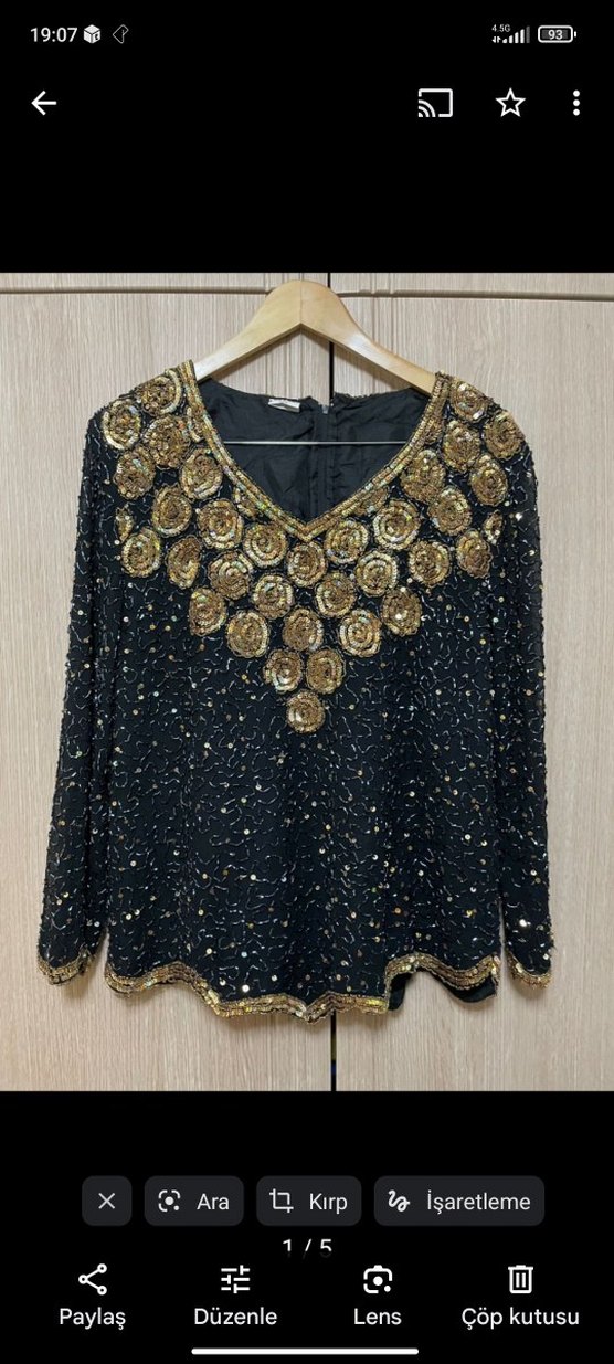 Payet İşlemeli Vintage Kadın Bluz - Görsel 2