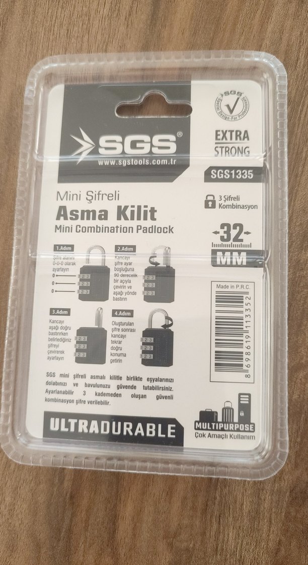 SGS Mini Şifreli Asma Kilit - 32mm Siyah - Görsel 2
