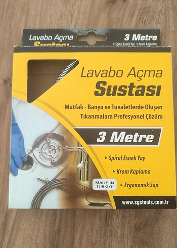 3 Metre Lavabo Açma Sustası - Krom Kaplama