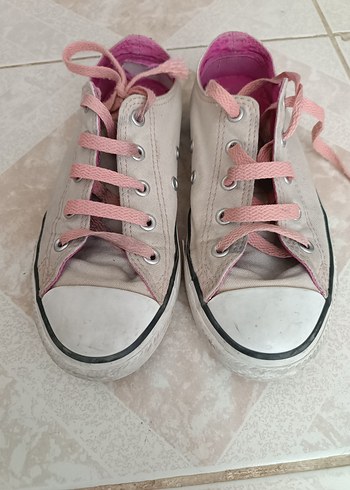 converse Gri Pembe Bağcıklı kiz cocuk Spor Ayakkabı