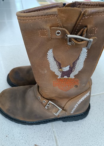 Harley Davidson Kız Çocuk Kahverengi Deri Biker Bot