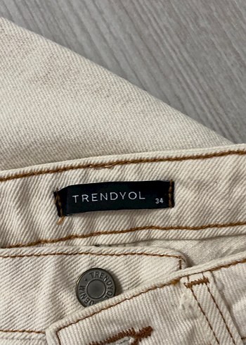 34 Beden Bej Midi Boy Regular Fit Kadın Kot Pantolon