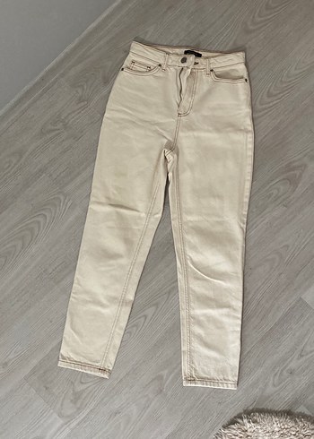 Bej Midi Boy Regular Fit Kadın Kot Pantolon