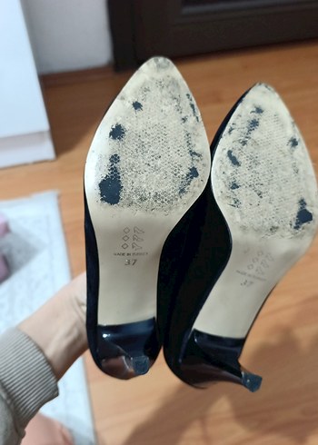 Siyah Süet Stiletto Kadın Topuklu Ayakkabı 8cm - Görsel 6