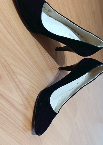 Siyah Süet Stiletto Kadın Topuklu Ayakkabı 8cm - Görsel 3