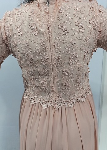 pembe Uzun Dantel İşlemeli Bohem Elbise - Görsel 9