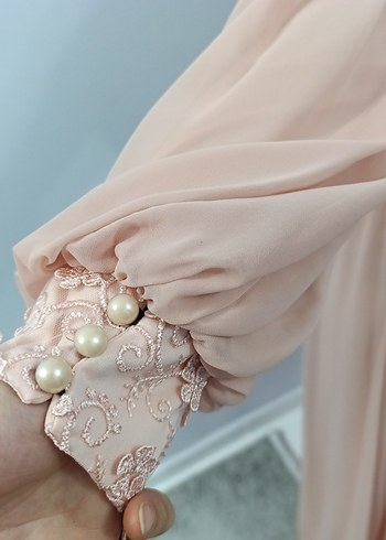 pembe Uzun Dantel İşlemeli Bohem Elbise - Görsel 5