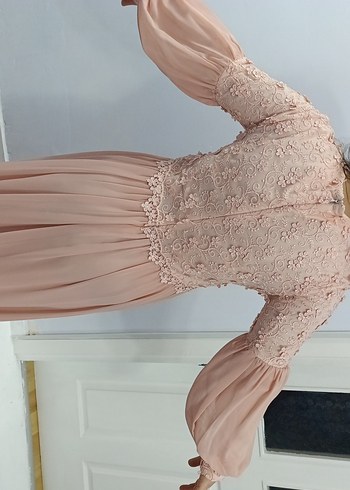 pembe Uzun Dantel İşlemeli Bohem Elbise - Görsel 11