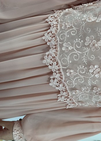 pembe Uzun Dantel İşlemeli Bohem Elbise - Görsel 14