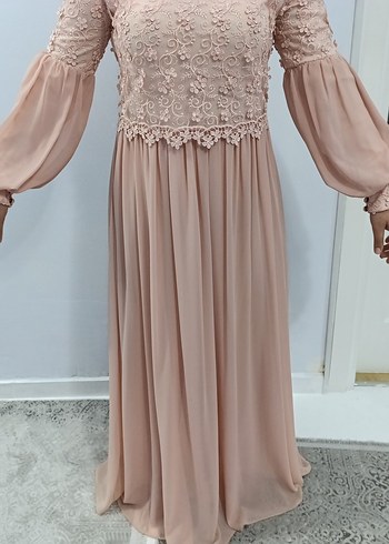 pembe Uzun Dantel İşlemeli Bohem Elbise - Görsel 3