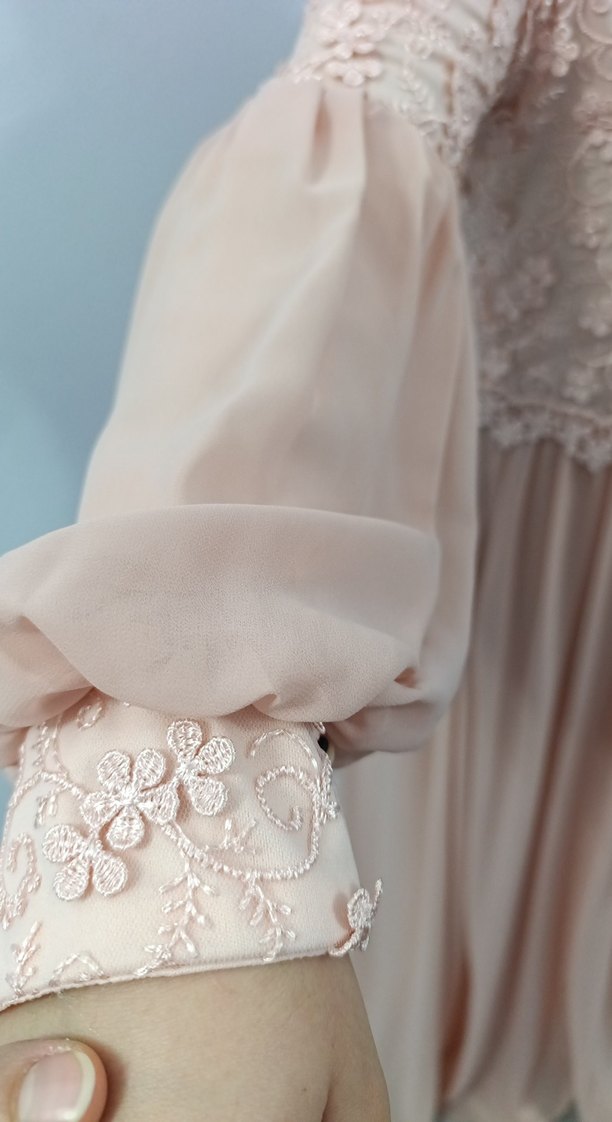 pembe Uzun Dantel İşlemeli Bohem Elbise - Görsel 4