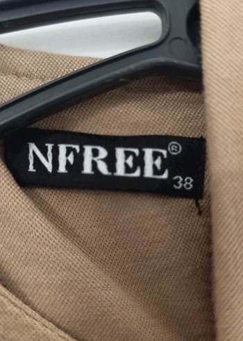 Uzun Kollu Bej Rahat Kesim Triko Elbise tunik - Görsel 4