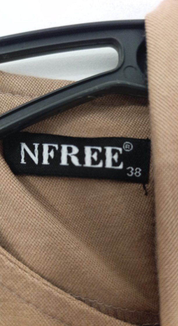 Uzun Kollu Bej Rahat Kesim Triko Elbise tunik - Görsel 4