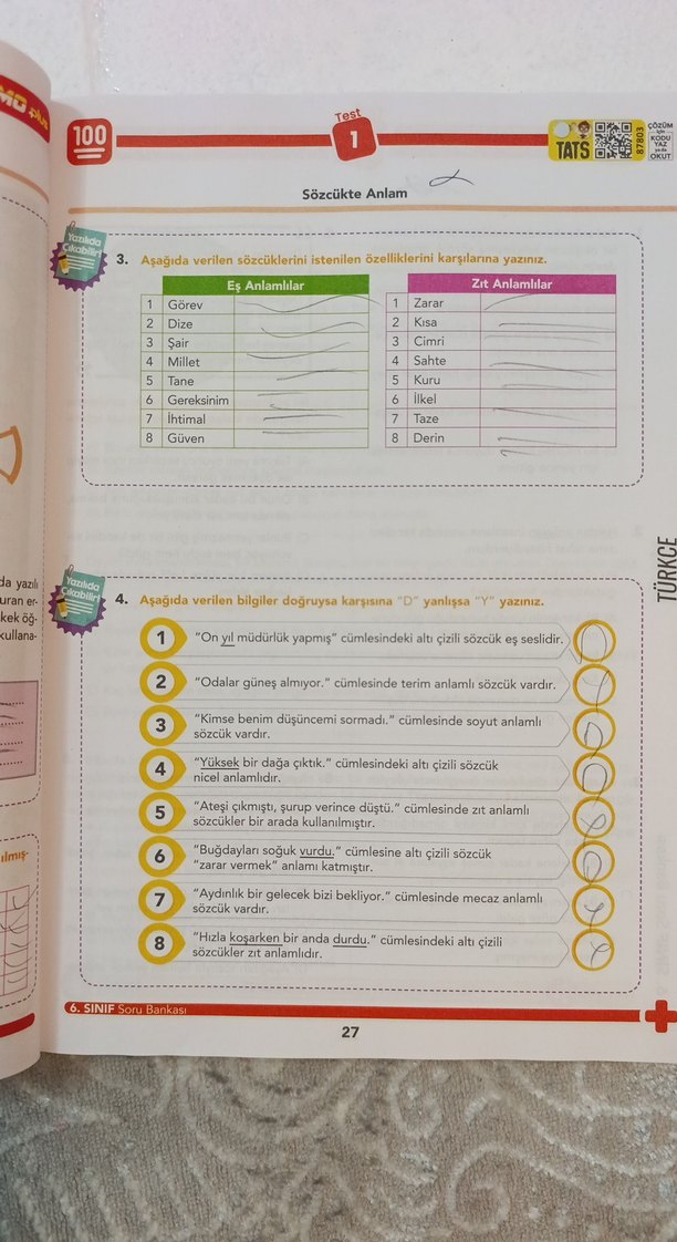 Dinamo Türkçe 6. Sınıf Soru Bankası - Görsel 3