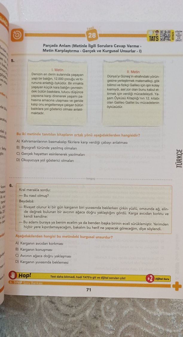 Dinamo Türkçe 6. Sınıf Soru Bankası - Görsel 4