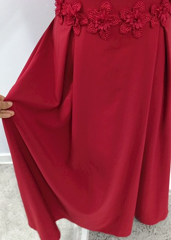 kırmızı Uzun Kollu Drape Detaylı Elbise tesettür - Görsel 6