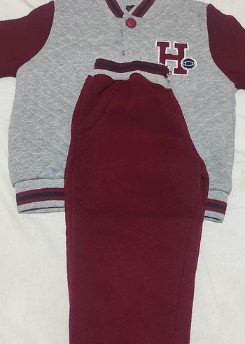 Gri Bordo Erkek Çocuk Düğmeli Eşofman Takımı - Görsel 7