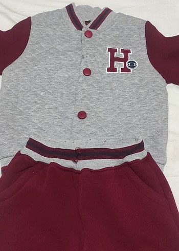 Gri Bordo Erkek Çocuk Düğmeli Eşofman Takımı - Görsel 3