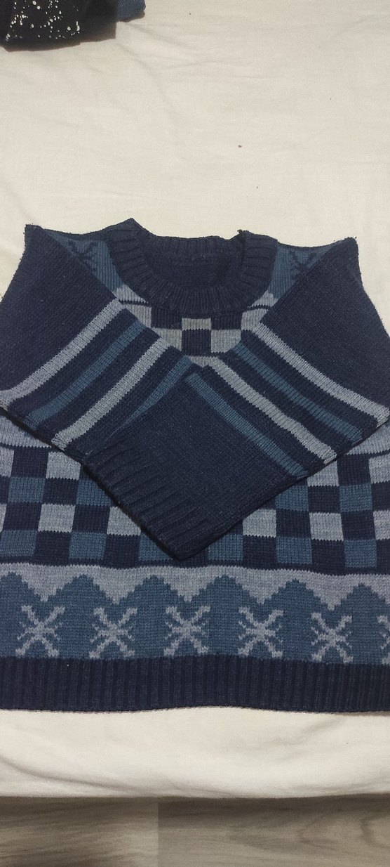 Erkek Çocuk Mavi Triko Kazak ve kapüşonlu 
swit - Görsel 3