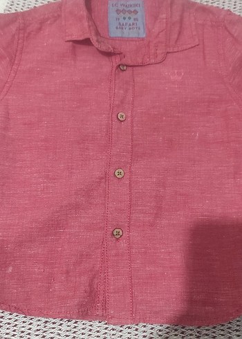 Pastel Pembe Keten Erkek Çocuk Gömlek pantolon tkm - Görsel 8