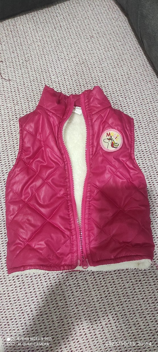 Kız Çocuk Pembe Fermuarlı Yelek - Görsel 2