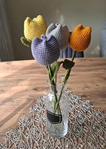 Renkli El Örgüsü Lale Buketi - Görsel 2