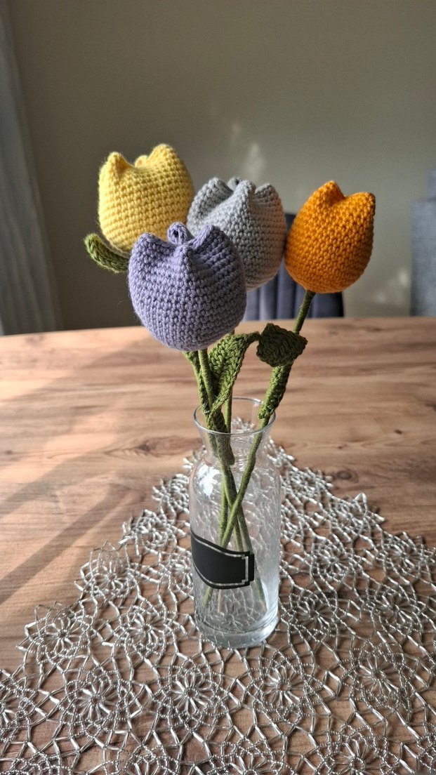 Renkli El Örgüsü Lale Buketi - Görsel 2