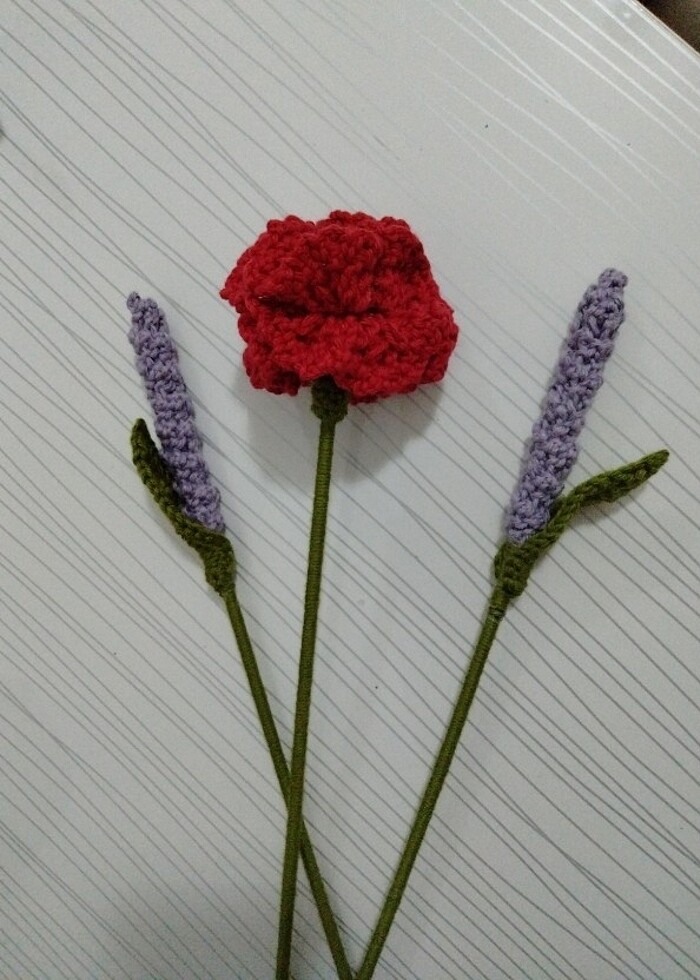 Örgü cicek buketi - Görsel 2